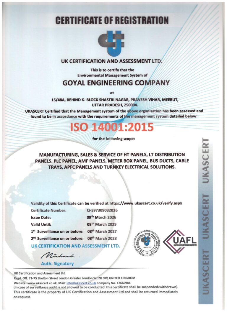 ISO 14001 2015 CERTIFICATE page