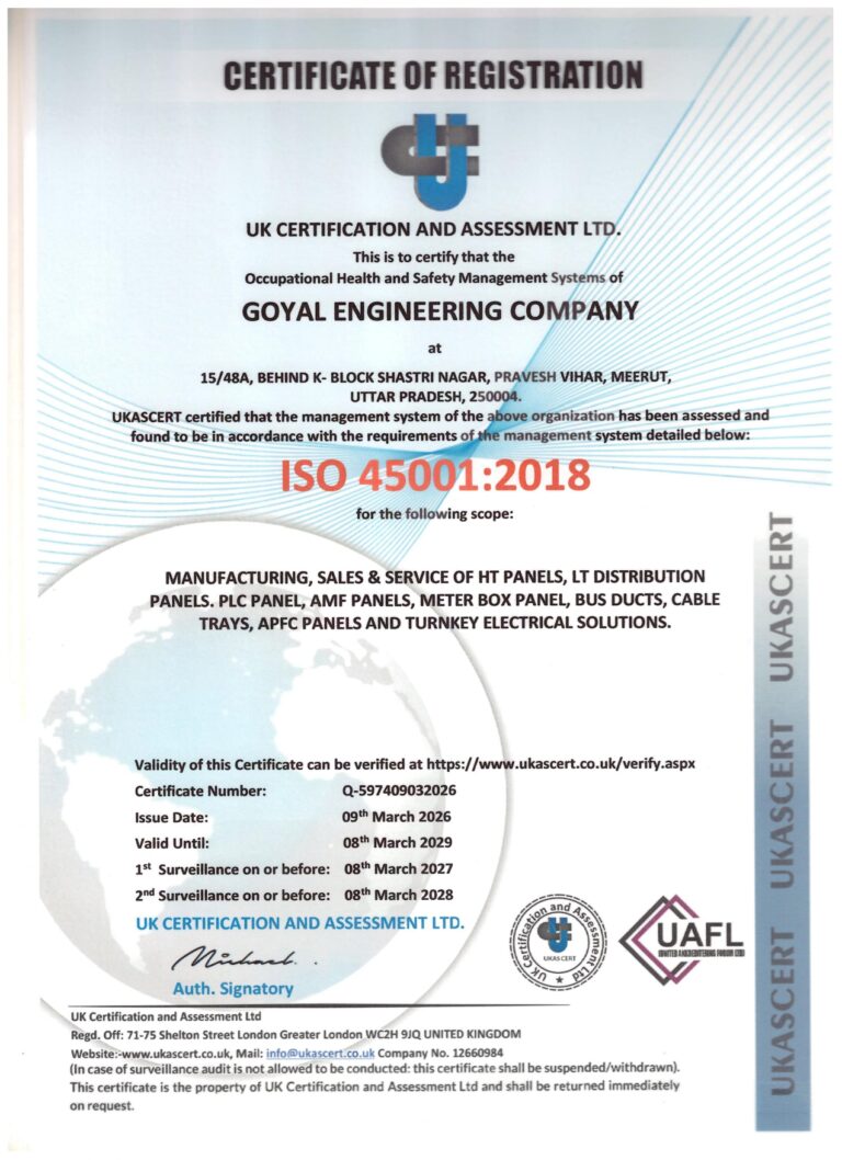 ISO 45001 2018 CERTIFICATE page